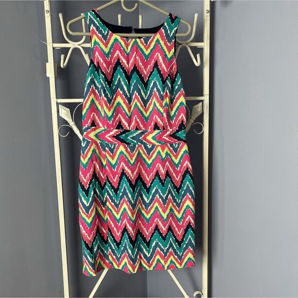 Lilly Pulitzer Womens Multi-Color Chevron Kirkland Hearts a Flutter Dress Size 8 - Picture 1 of 4